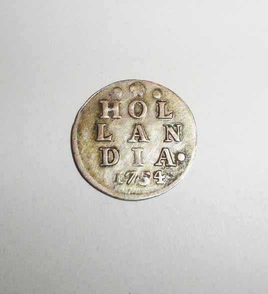 Munt 2 Stuiver zilver 1754, Vóór koninkrijk, Verzenden, Zilver, Overige waardes
