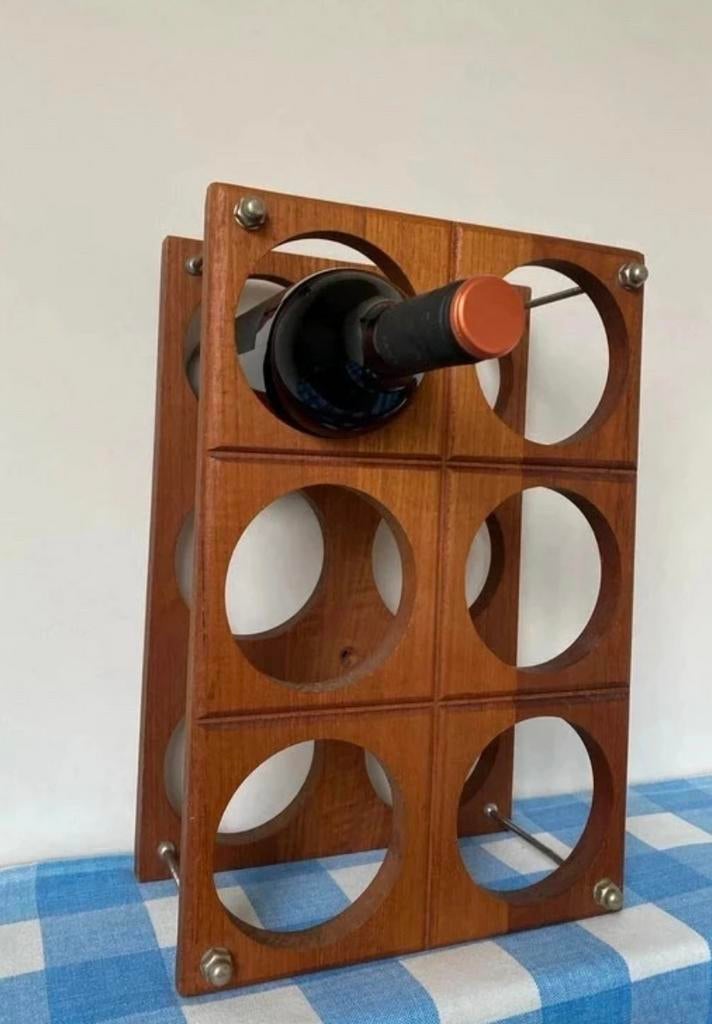 Vintage Deens teak wijnrek Lüthje Denmark Mid Century Modern, Verzenden