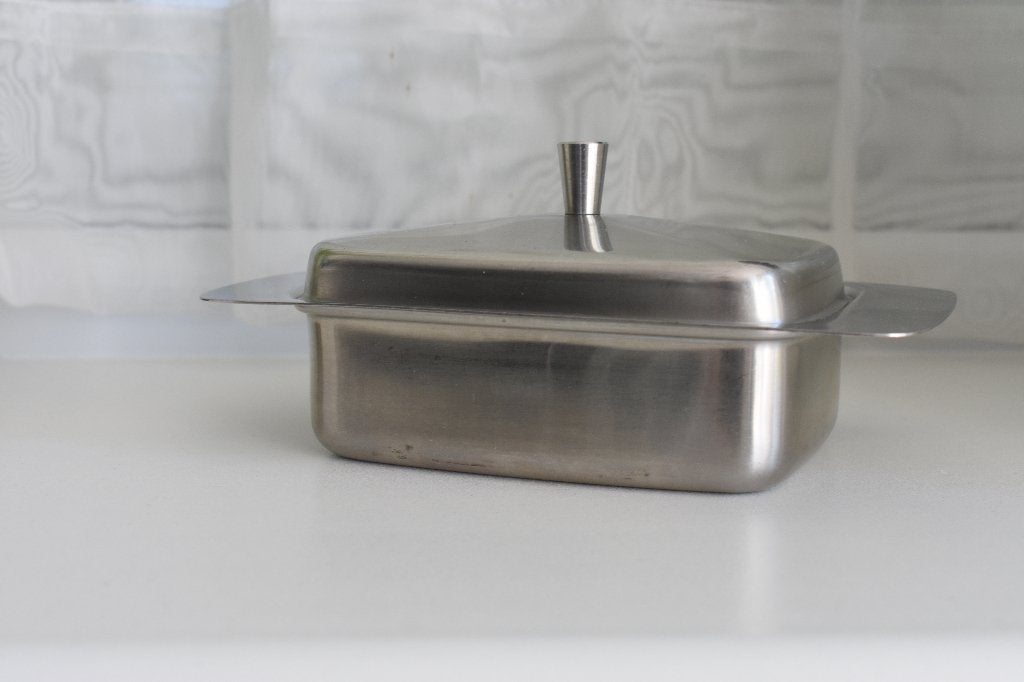 Gero Zilmeta vintage metalen botervloot met deksel met dop, Ophalen of Verzenden