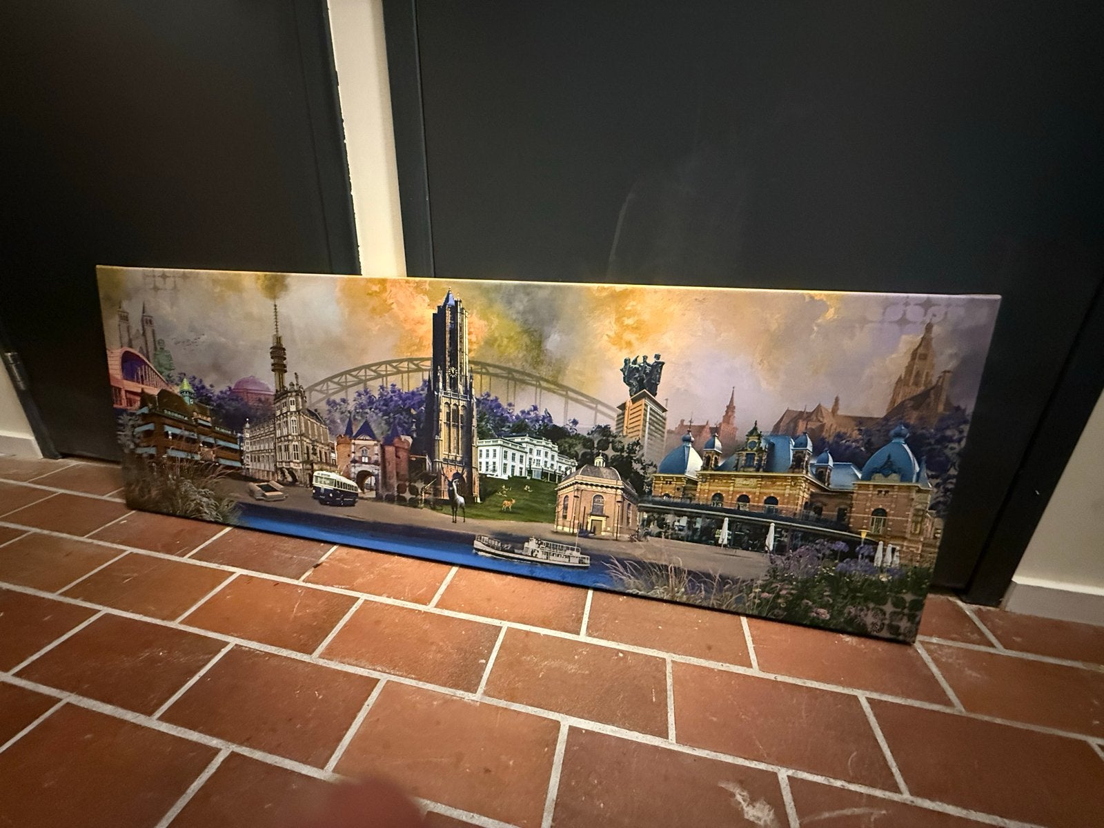 Beperkte oplage Arnhem skyline canvas - Nr. 47/50, Ophalen, Print, Echtheidscertificaat, Stadsgezicht