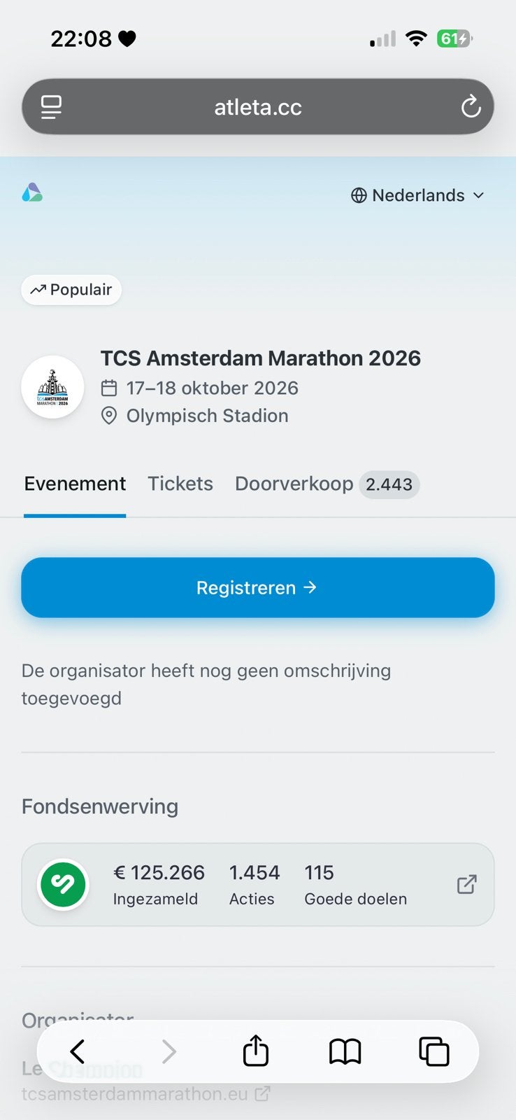 Amsterdam marathon startbewijs, Tickets en Kaartjes, Eén persoon, Overige soorten