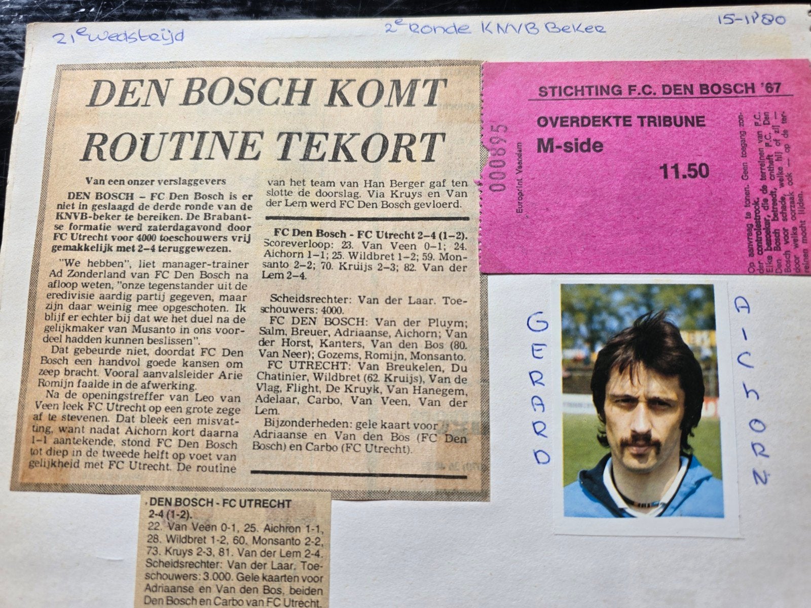 Voetbalticket  Fc Den Bosch-Fc Utrecht  2-4., Tickets en Kaartjes, Eén persoon