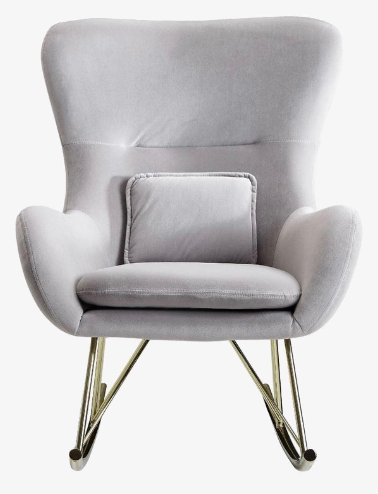 24Designs Schommelstoel Sammy Velvet Gold - Lichtgrijs, Huis en Inrichting, Stoelen, Ophalen, Zo goed als nieuw, Eén, Stof