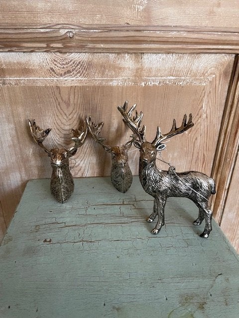 3 x decoratie Hert / gewei. Zilverkleurig kerstdecoratie., Ophalen, Zo goed als nieuw