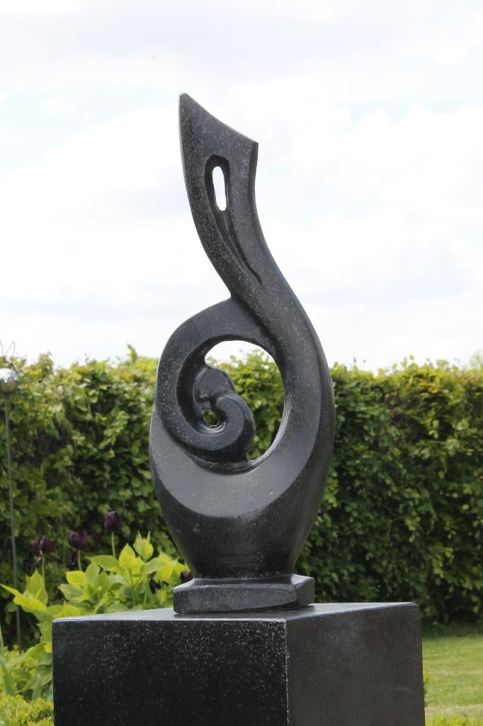 Blikvanger voor je tuin: terrazzo beeld muzieksleutel, Ophalen, Nieuw, Steen, Abstract beeld
