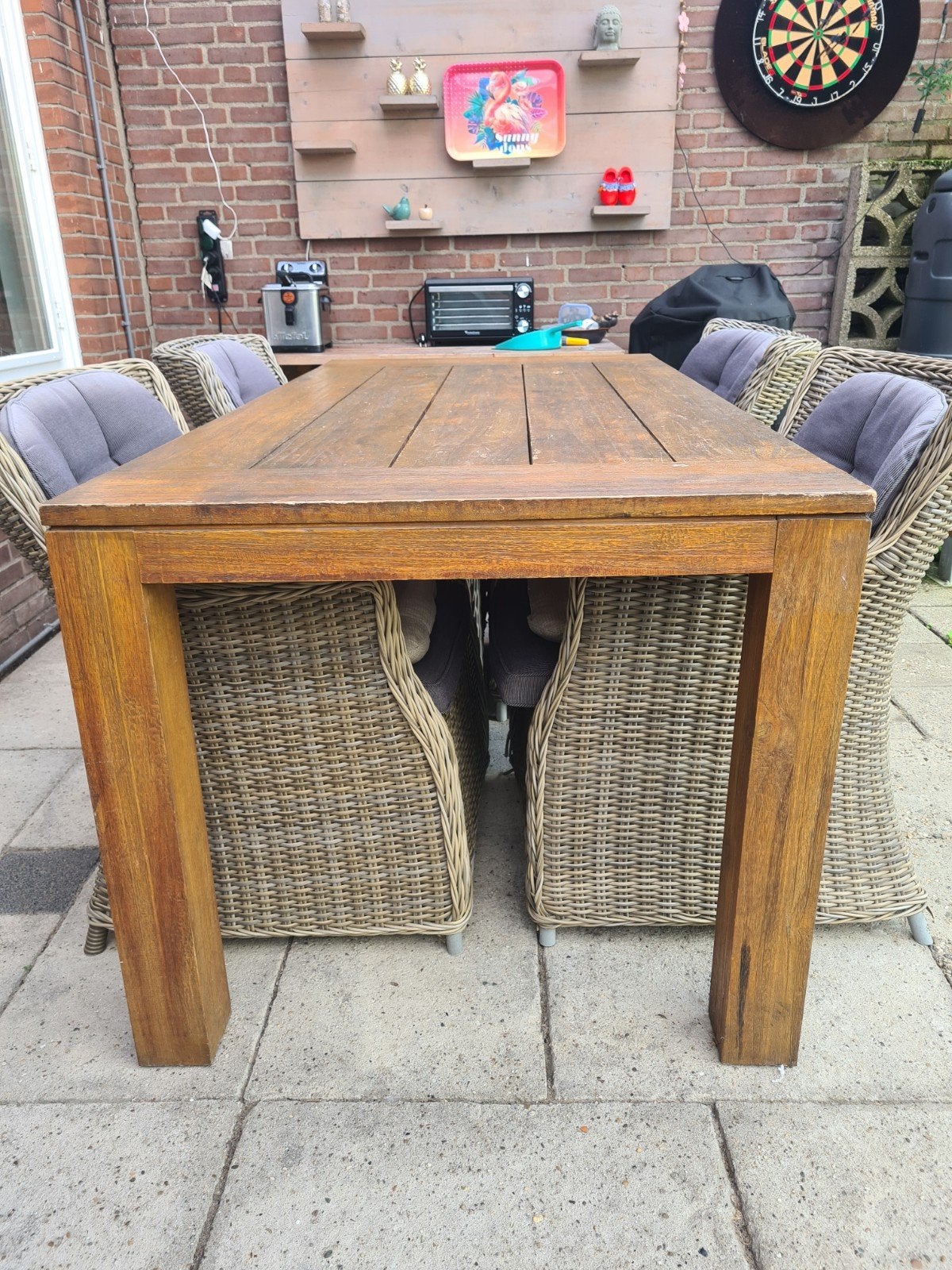 Mondial Living Tuintafel met 4 Wicker Stoelen, Ophalen, 4 zitplaatsen, Gebruikt, Tuinset