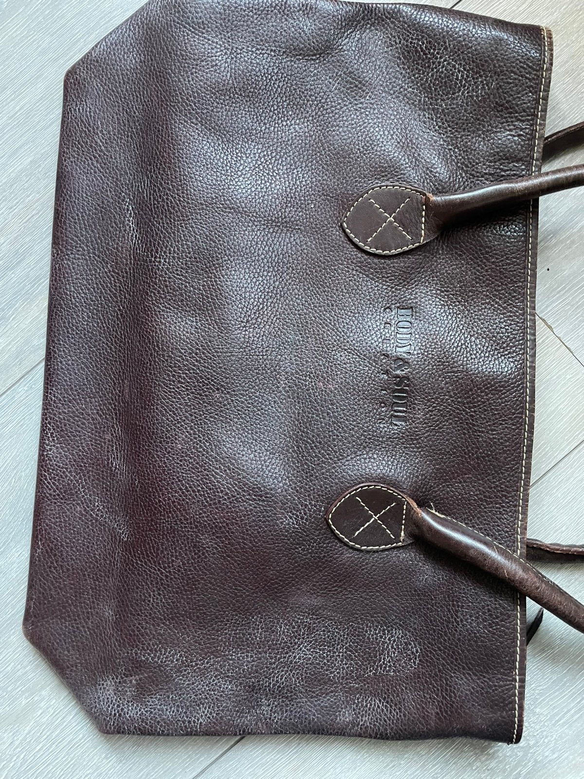Te koop: grote leren shopper, bruin, Ophalen of Verzenden