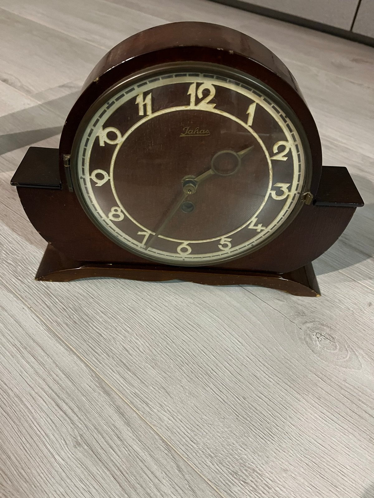Antieke Jantar tafelklok - Vintage houten klok, Antiek en Kunst, Ophalen of Verzenden