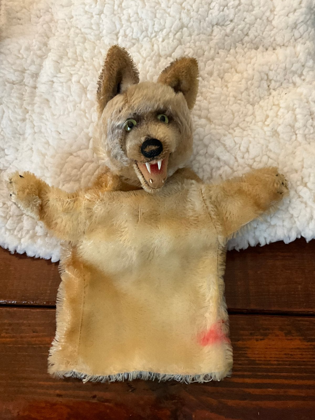 Prachtige antieke handpop van steiff wolf, Ophalen of Verzenden