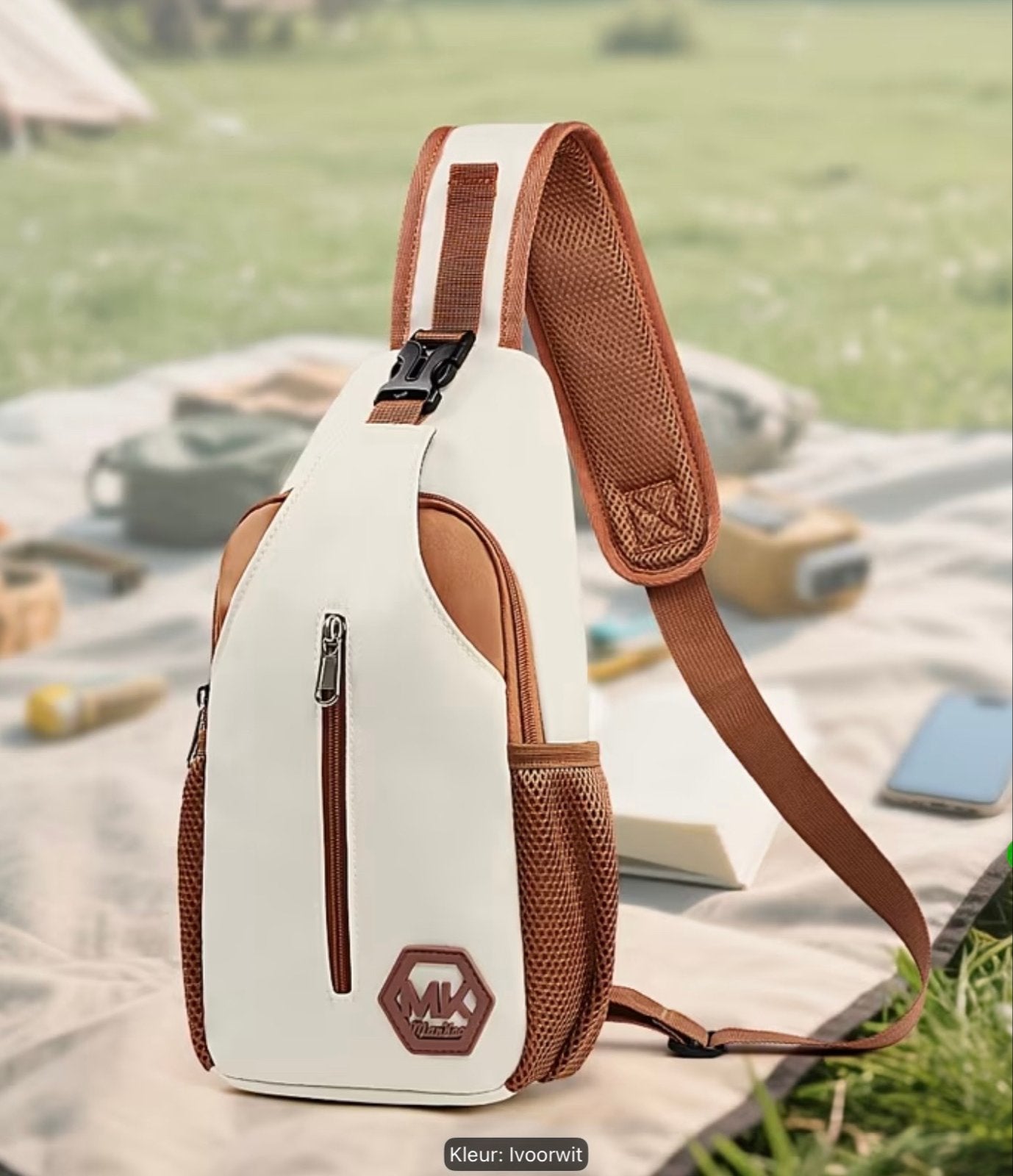 Stijlvolle Ivoorwitte Sling Bag / Cross Body - Nieuw, Overige merken, Nieuw, Ophalen of Verzenden, Minder dan 25 cm