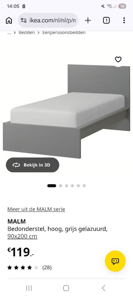 Bed + 2 lattenbodems, Ophalen, Gebruikt, Eenpersoons, Grijs