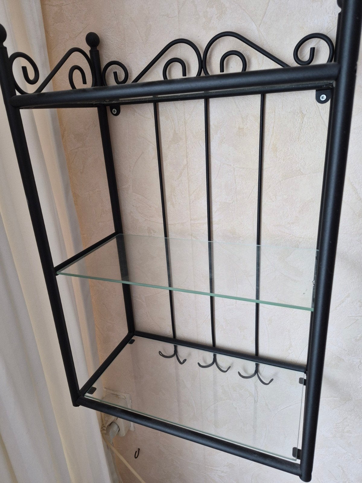 Decoratief wandrek met glasplaten en haken, Ophalen, Zo goed als nieuw