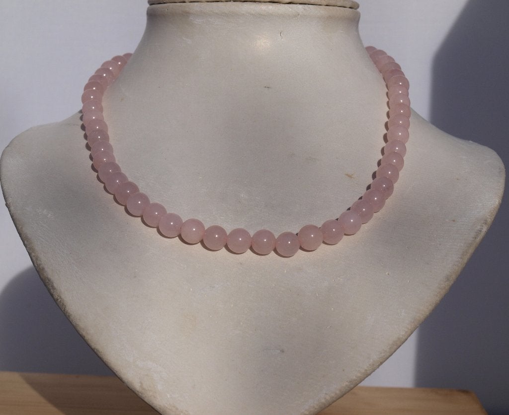 ketting van 8 mm kralen rozenkwarts 46 cm, Sieraden, Tassen en Uiterlijk, Kettingen, Ophalen of Verzenden, Nieuw, Roze, Steen of Mineraal