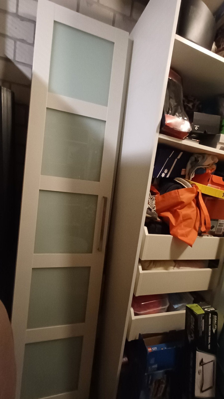 Deur IKEA Bergsbo met glas compleet + deur IKEA Forsand, PAX, Ophalen, Gebruikt, Minder dan 80 cm, 215 cm of meer