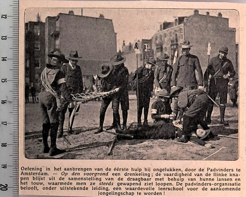 Scouting 1911; EHBO-oefening Padvinders in Amsterdam, Verzenden, Voor 1940, Gebruikt, Overige onderwerpen