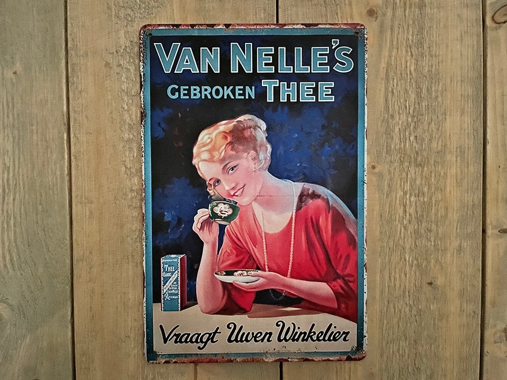 Reclamebord Van Nelle Gebroken Thee 20x30, Ophalen of Verzenden, Zo goed als nieuw, Reclamebord