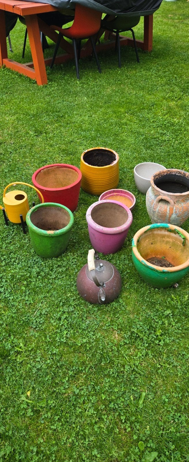 Buitenpotten, Tuin en Terras, Bloempotten, Gebruikt, Rond, Ophalen of Verzenden, Minder dan 40 cm