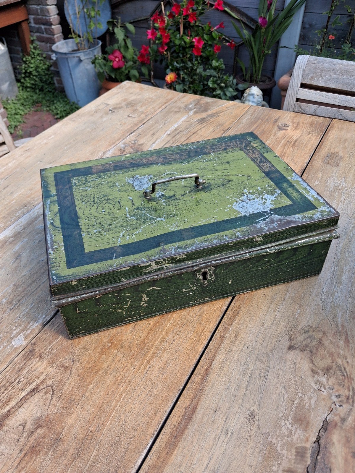 vintage metalen kleine materialen kist, Antiek en Kunst, Ophalen of Verzenden