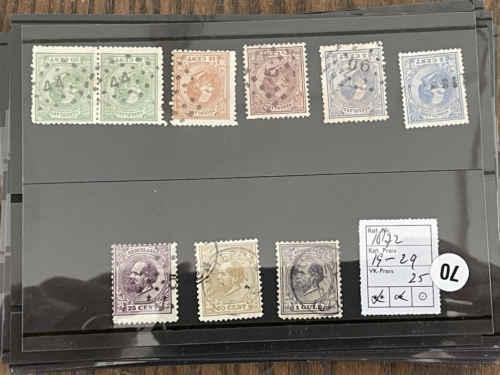 postzegels Nederland Nvph 19 t/m 29 uit 1872 kaart 70, Postzegels en Munten, Postzegels | Nederland, Verzenden, T/m 1940, Gestempeld