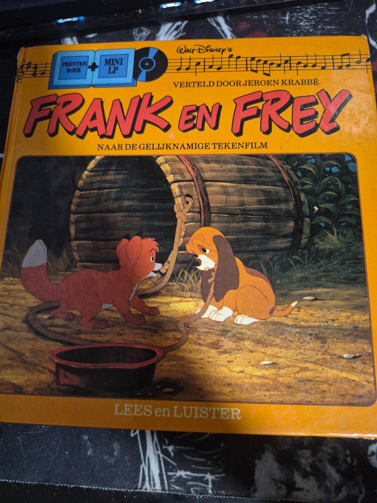 Walt Disney's Frank en Frey Prentenboek met Mini LP, Gelezen, 3 tot 4 jaar, Jeroen Krabbé (verteller), Ophalen of Verzenden
