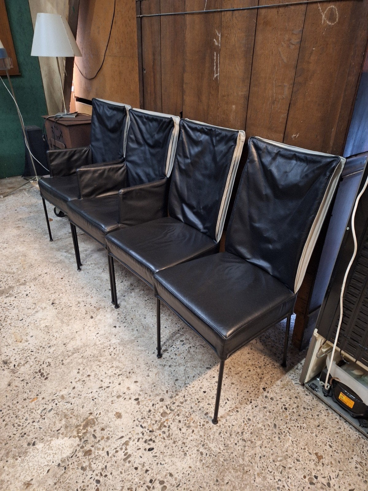 HVS leren eetkamerstoelen stoel zwart leer, Ophalen, Gebruikt, Zwart, Leer