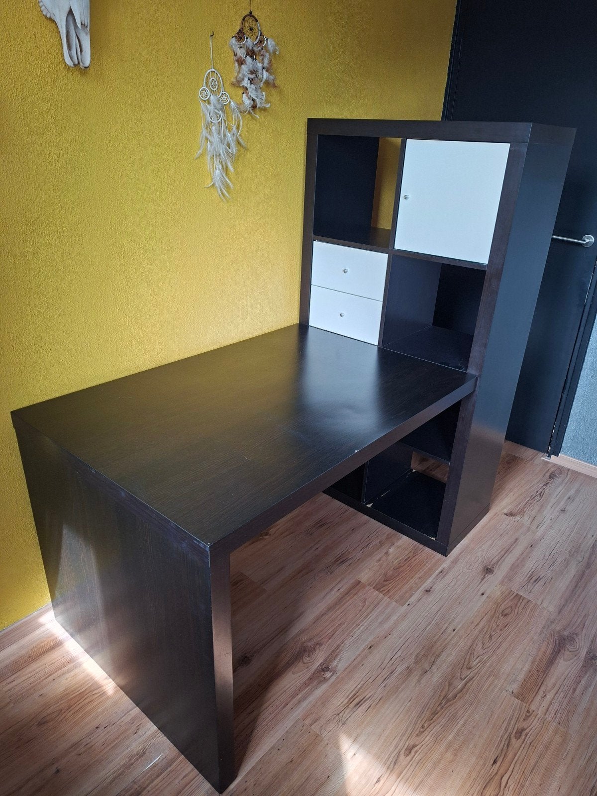 Ikea bureau met kast, Ophalen, Gebruikt, 155 cm, Hout