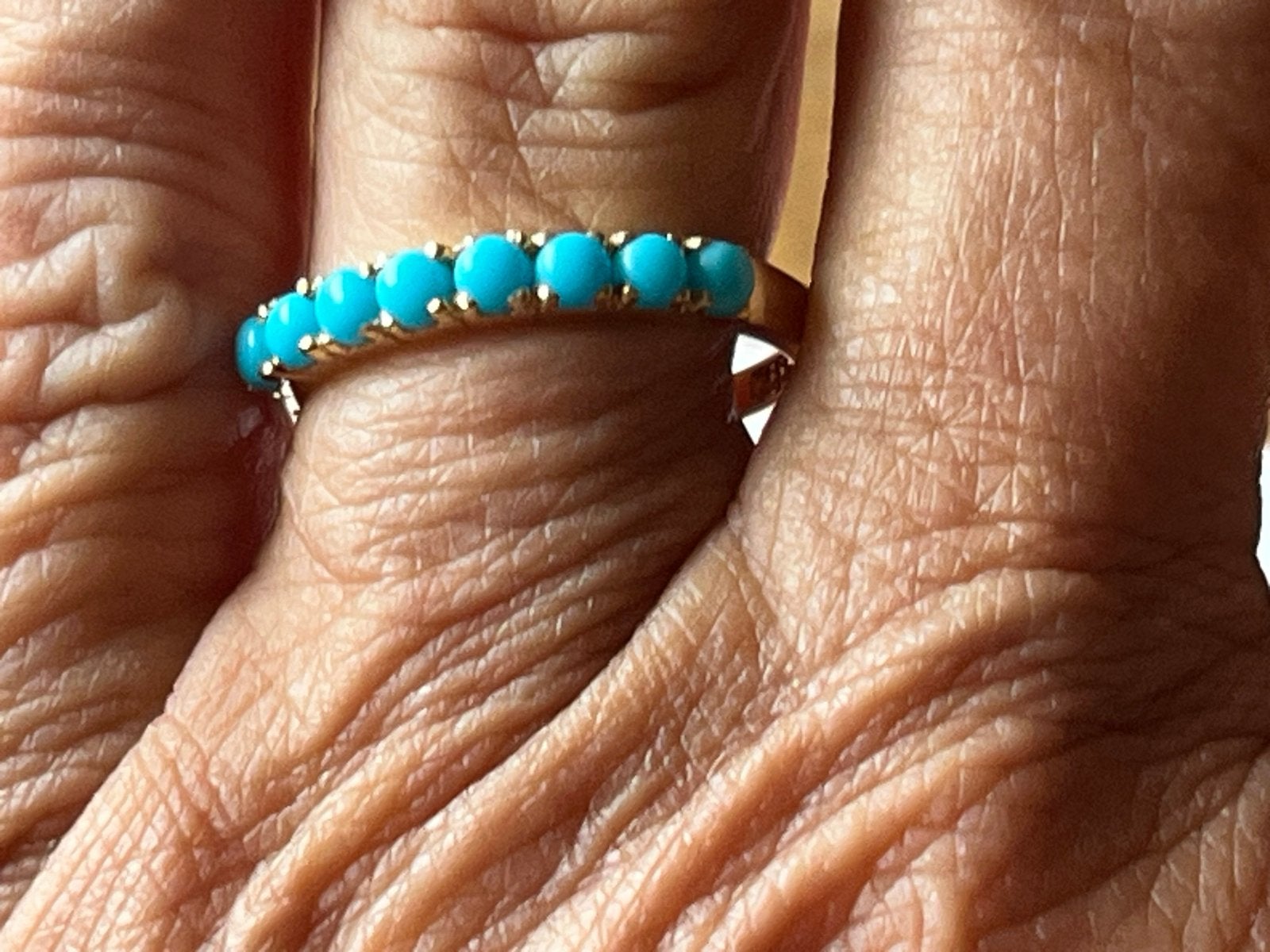 Bijzonder mooie gouden ring met Turkoois - 14 CT - Maat 18, 18 tot 19, Verzenden, Zo goed als nieuw, Met edelsteen