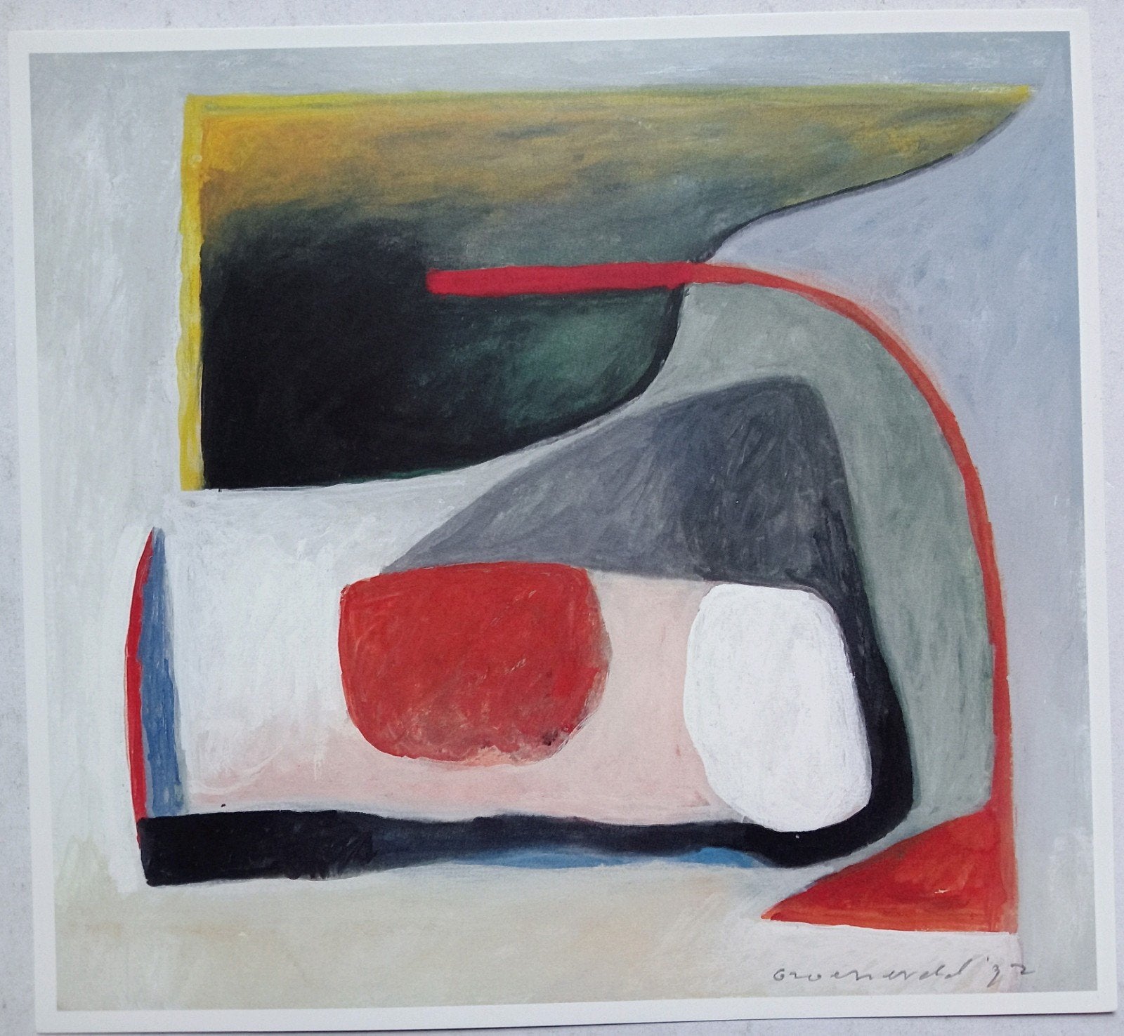 Doris Groeneveld Abstracte compositie offset prent, Ophalen of Verzenden