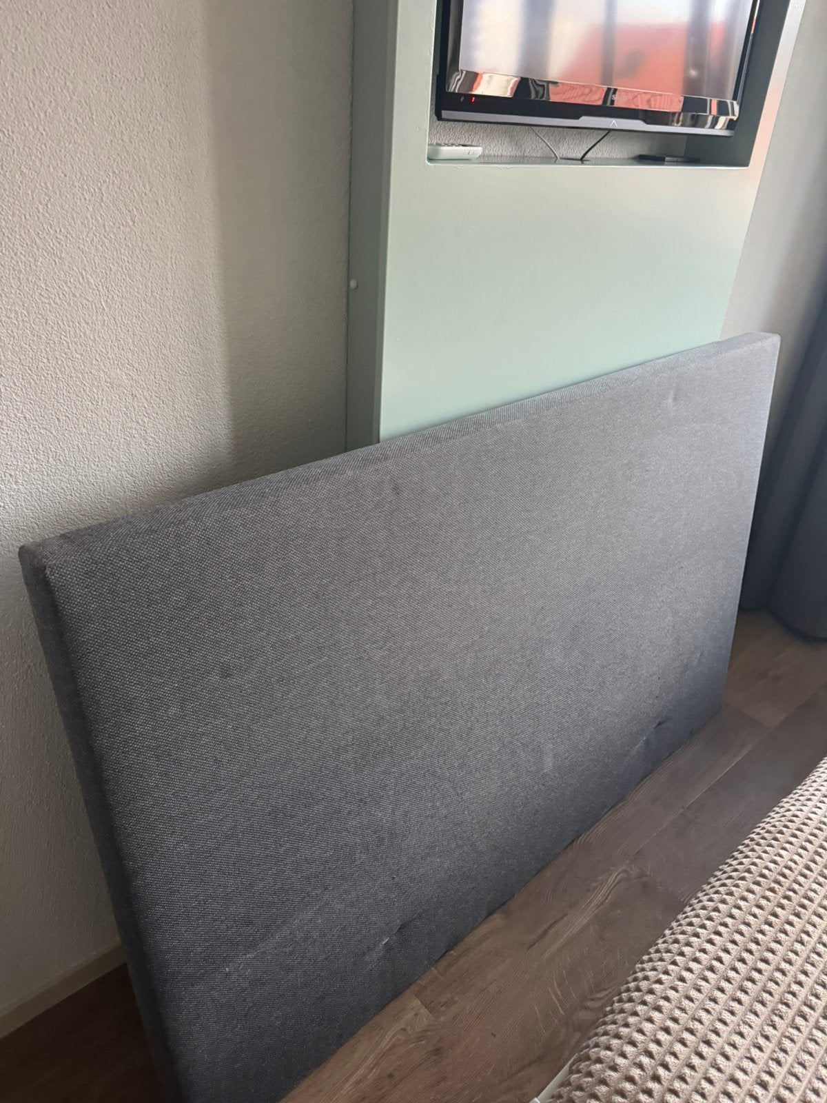 Hoofdbord 160x100 cm grijs stof, Ophalen, Gebruikt, Tweepersoons, 160 cm