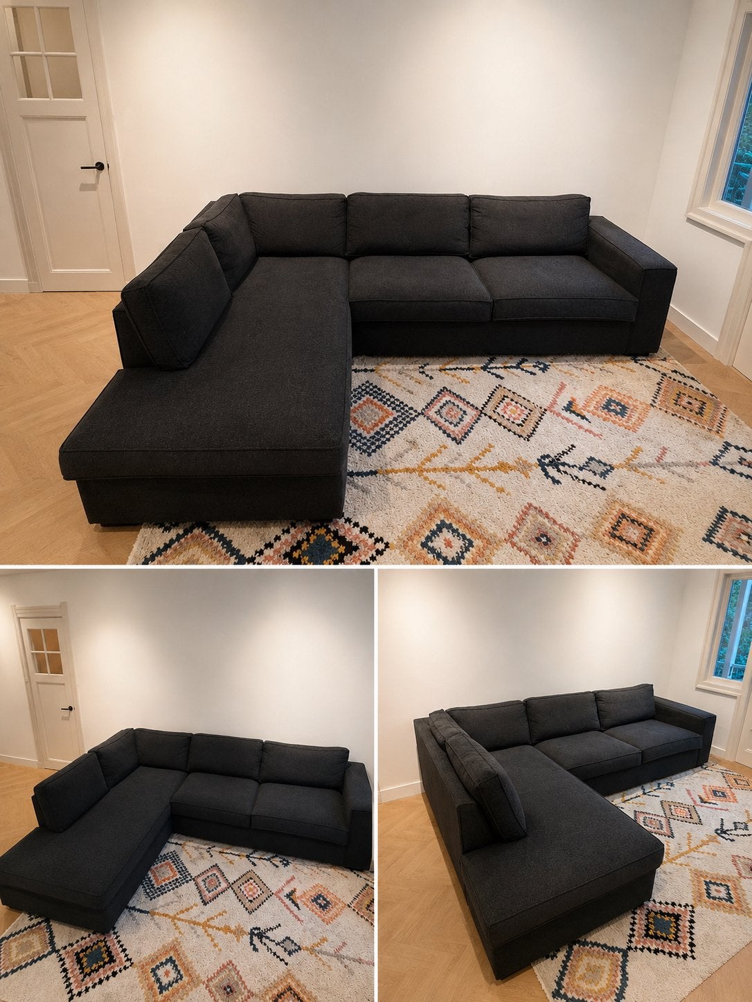 Woood Moderne hoekbank, donkergrijs, 2 delen, Huis en Inrichting, Ophalen, 250 tot 300 cm, 100 tot 125 cm, Hoekbank