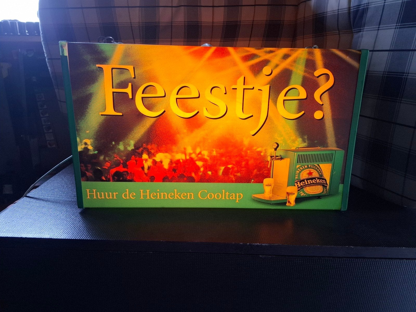 Heineken lichtbak feestje, Ophalen, Gebruikt, Reclamebord, Plaat of Schild, Heineken