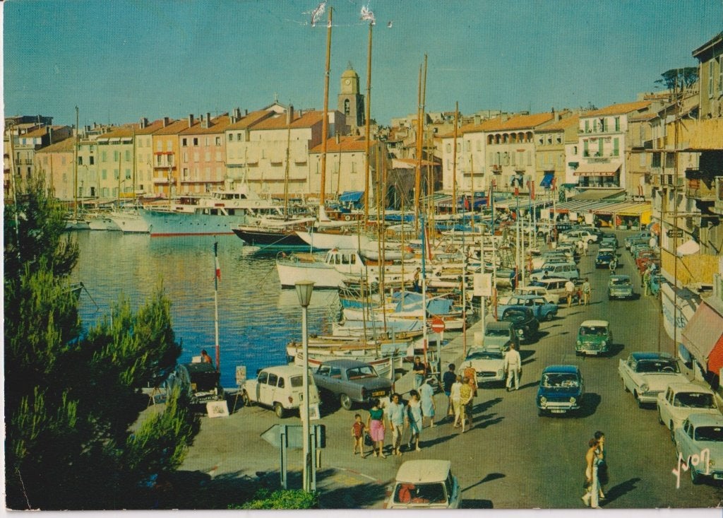 Frankrijk, Saint Tropez met auto's, Simca 1000 , Peugeot 404, Ophalen of Verzenden, 1960 tot 1980, Gelopen, Frankrijk
