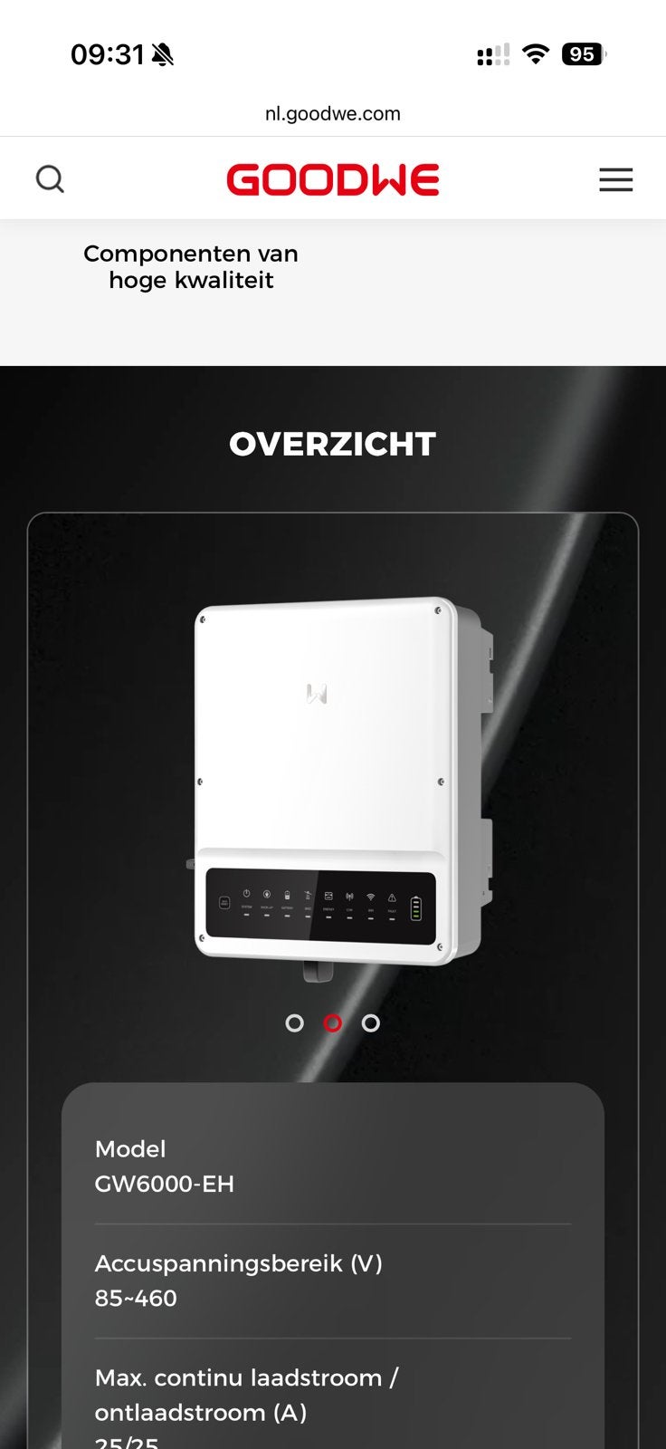 Goodwe EH-GW6000-EH hybride, Ophalen, Zo goed als nieuw, Overige typen
