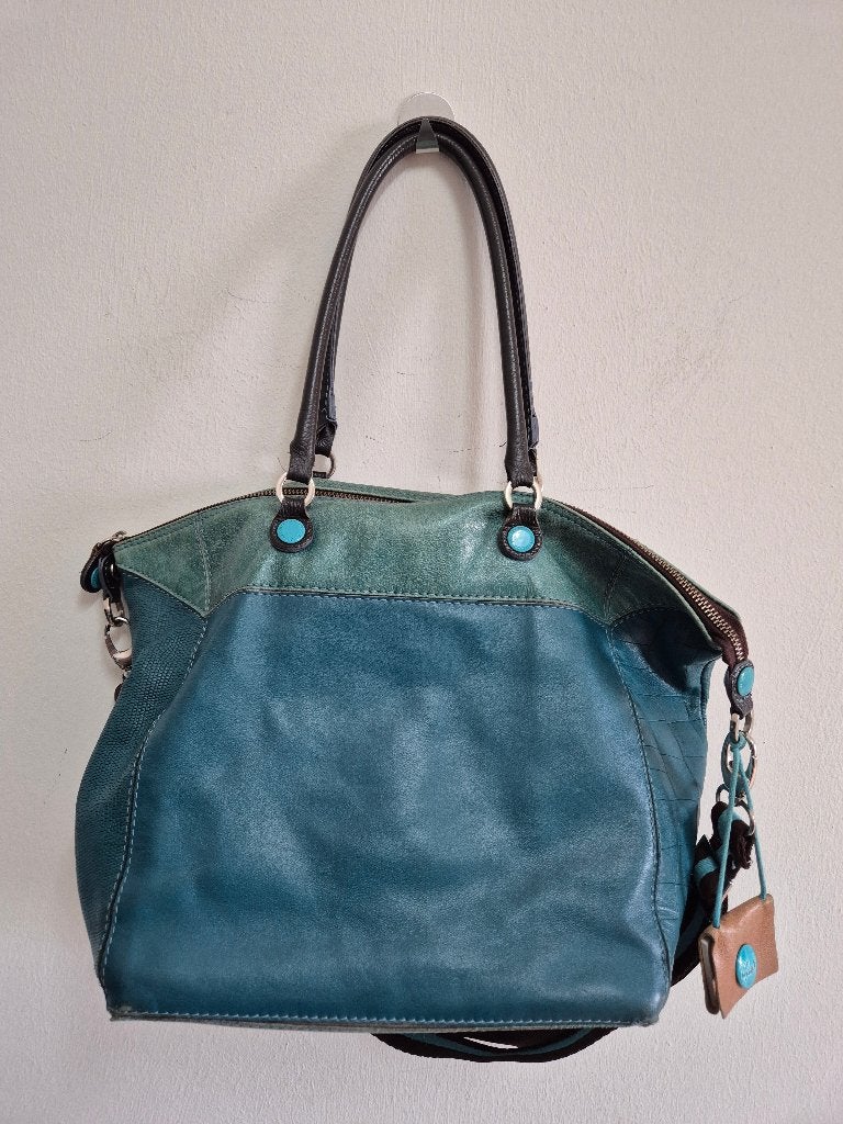 Tas55 - Blauwe Gabs leren schoudertas (1), Ophalen of Verzenden, Blauw