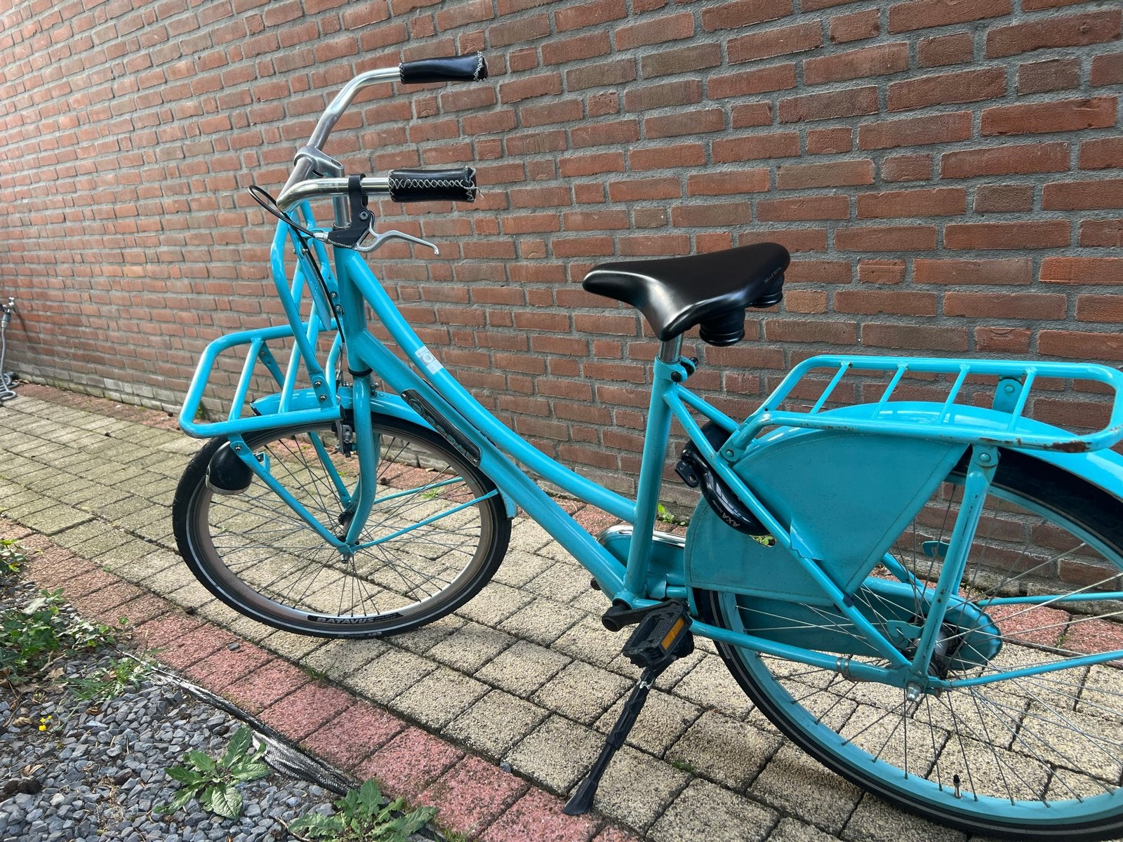 Damesfiets 26 inch - Turquoise met voordrager, Gebruikt, Velgrem, Batavus, Ophalen of Verzenden