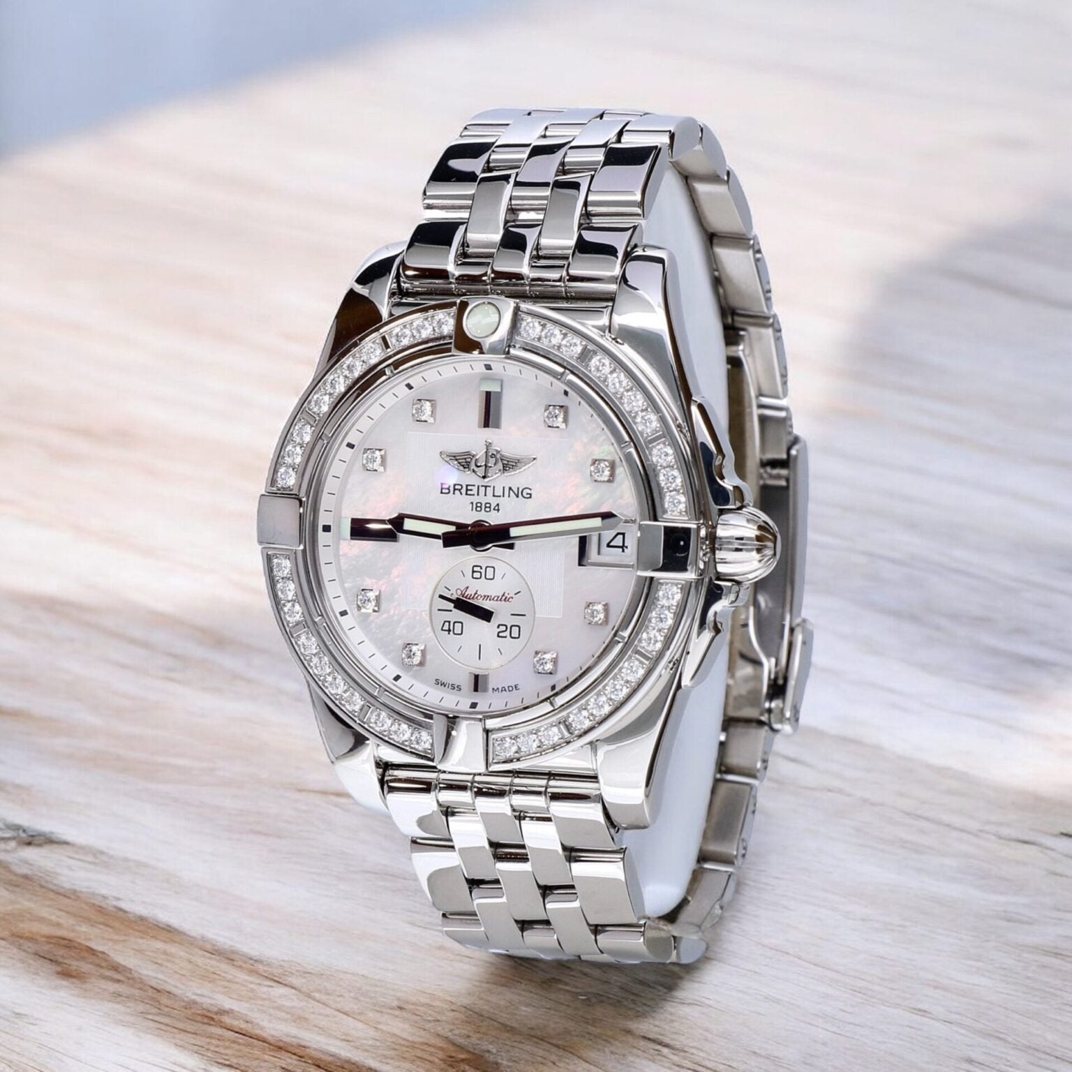 Breitling Galactic 36 Mother of Pearl Factory Diamonds, Sieraden, Tassen en Uiterlijk, Horloges | Dames, Ophalen of Verzenden