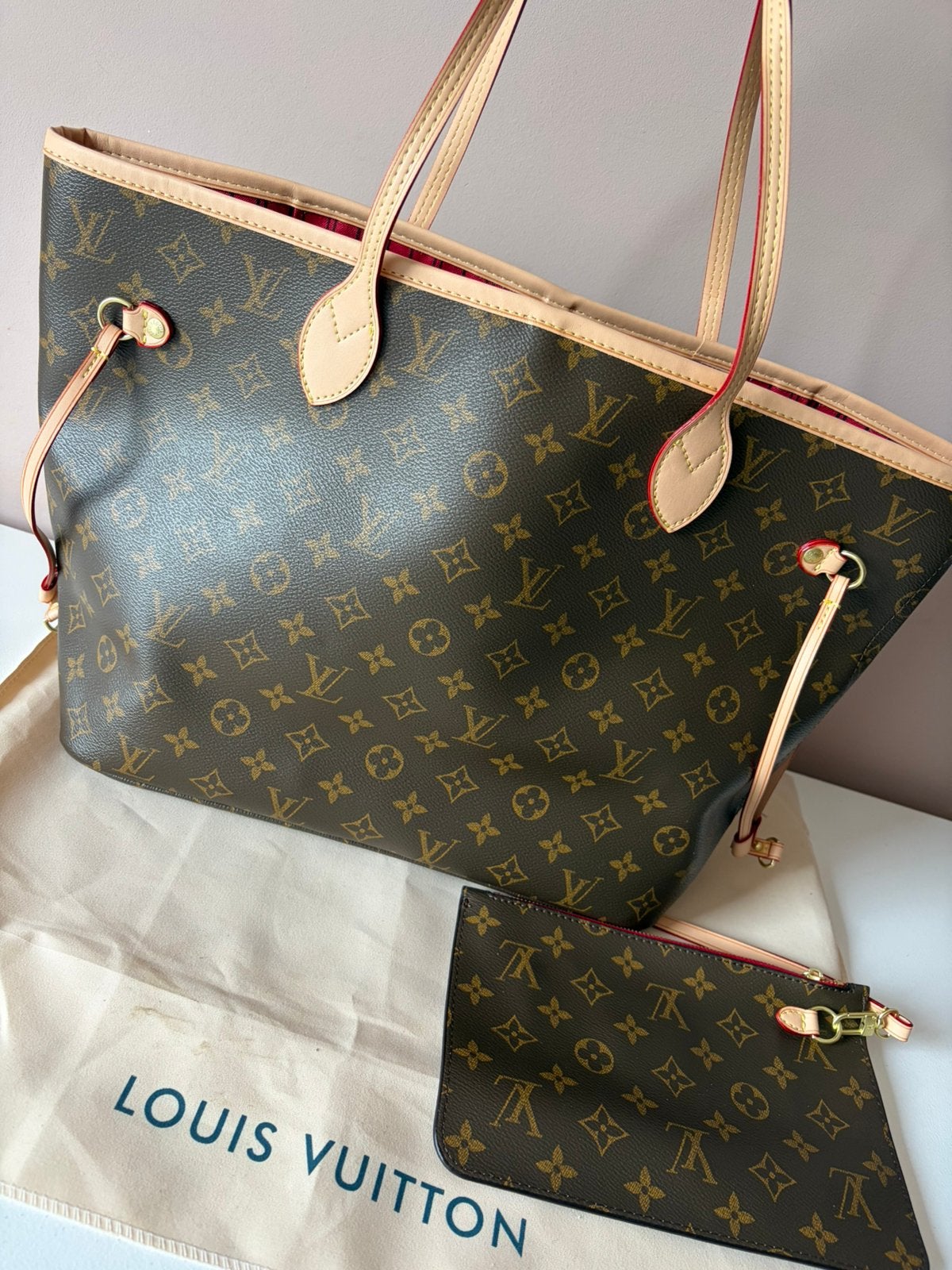 Louis Vuitton tas dames Neverfull MM, Ophalen of Verzenden, Zo goed als nieuw, Bruin, Handtas