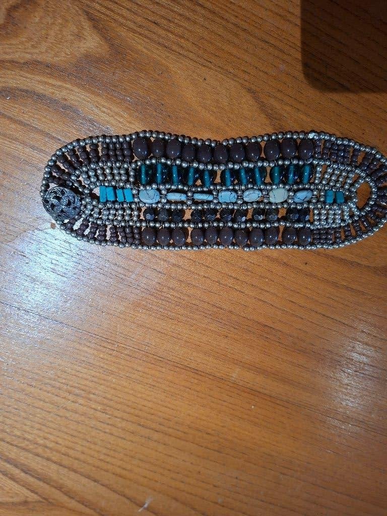 bijzondere brede DiDi kralen armband 22x 6 cm, Sieraden, Tassen en Uiterlijk, Ophalen of Verzenden, Zo goed als nieuw, Zilver