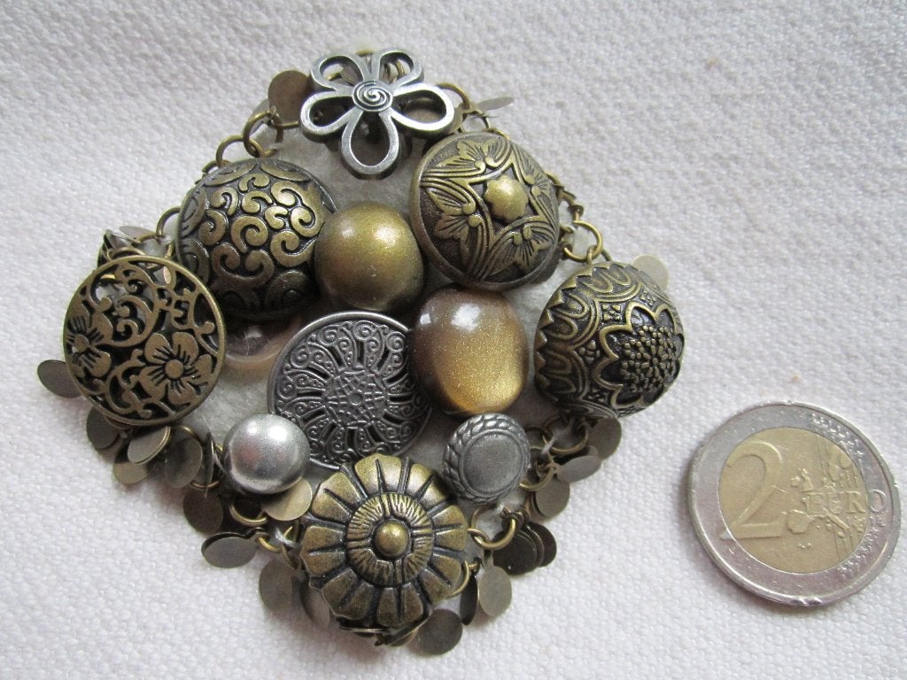 9.  Aparte oude broche,  steam punk, Ophalen, Overige materialen, Broche