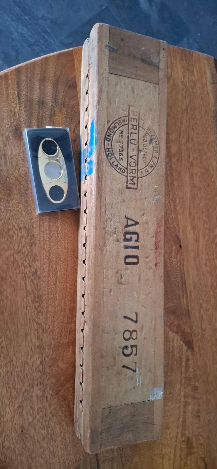 Vintage Sigarenknipper en Houten Sigarenkistje Agio, Verzamelen, Ophalen of Verzenden