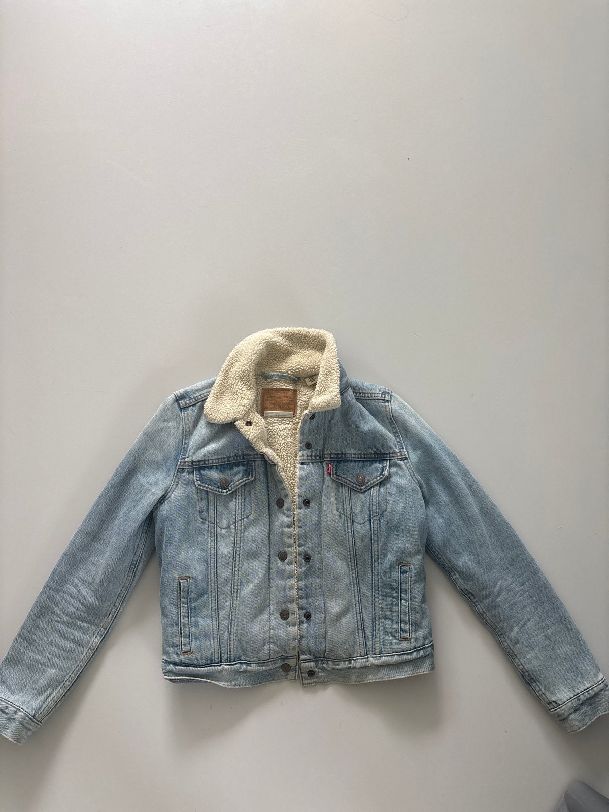 Levi's Sherpa Trucker Jacket - Lichtblauw Denim, Ophalen of Verzenden, Zo goed als nieuw, Maat 34 (XS) of kleiner, Blauw