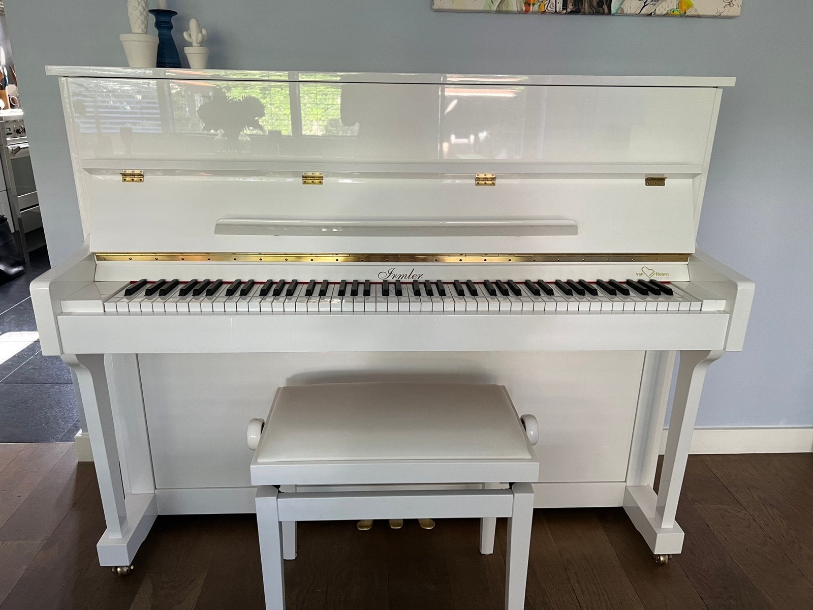 Prachtige witte Irmler piano, Muziek en Instrumenten, Ophalen, Zo goed als nieuw, Wit, Hoogglans