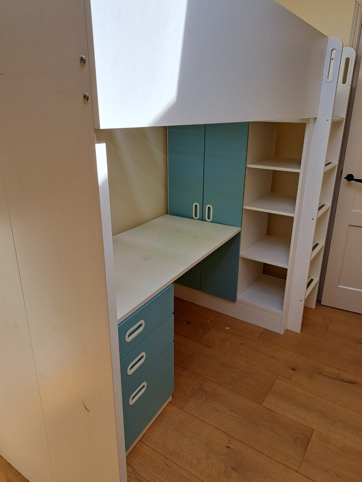 IKEA Smastad Hoogslaper met Bureau en Opbergruimte, Ophalen, Gebruikt, Eenpersoons, 90 cm