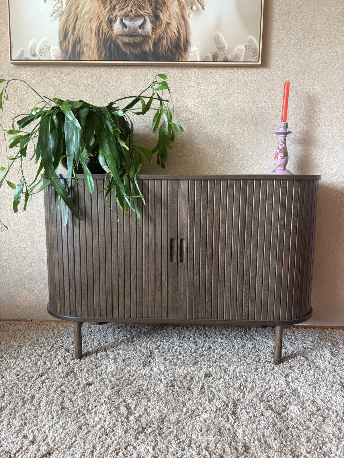 Jysk Lyngvig dressoir Japandi donkerbruin, Ophalen, Zo goed als nieuw, 25 tot 50 cm, 150 tot 200 cm