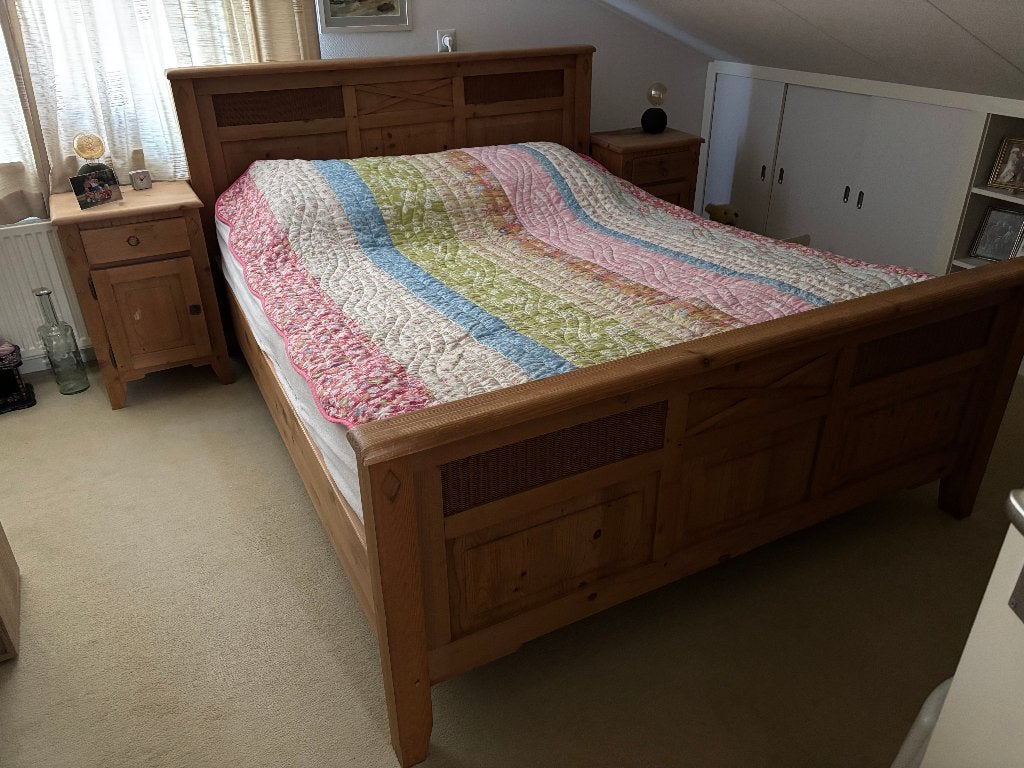 Prachtig tweepersoons bed, Ophalen, Gebruikt, Bruin, Tweepersoons