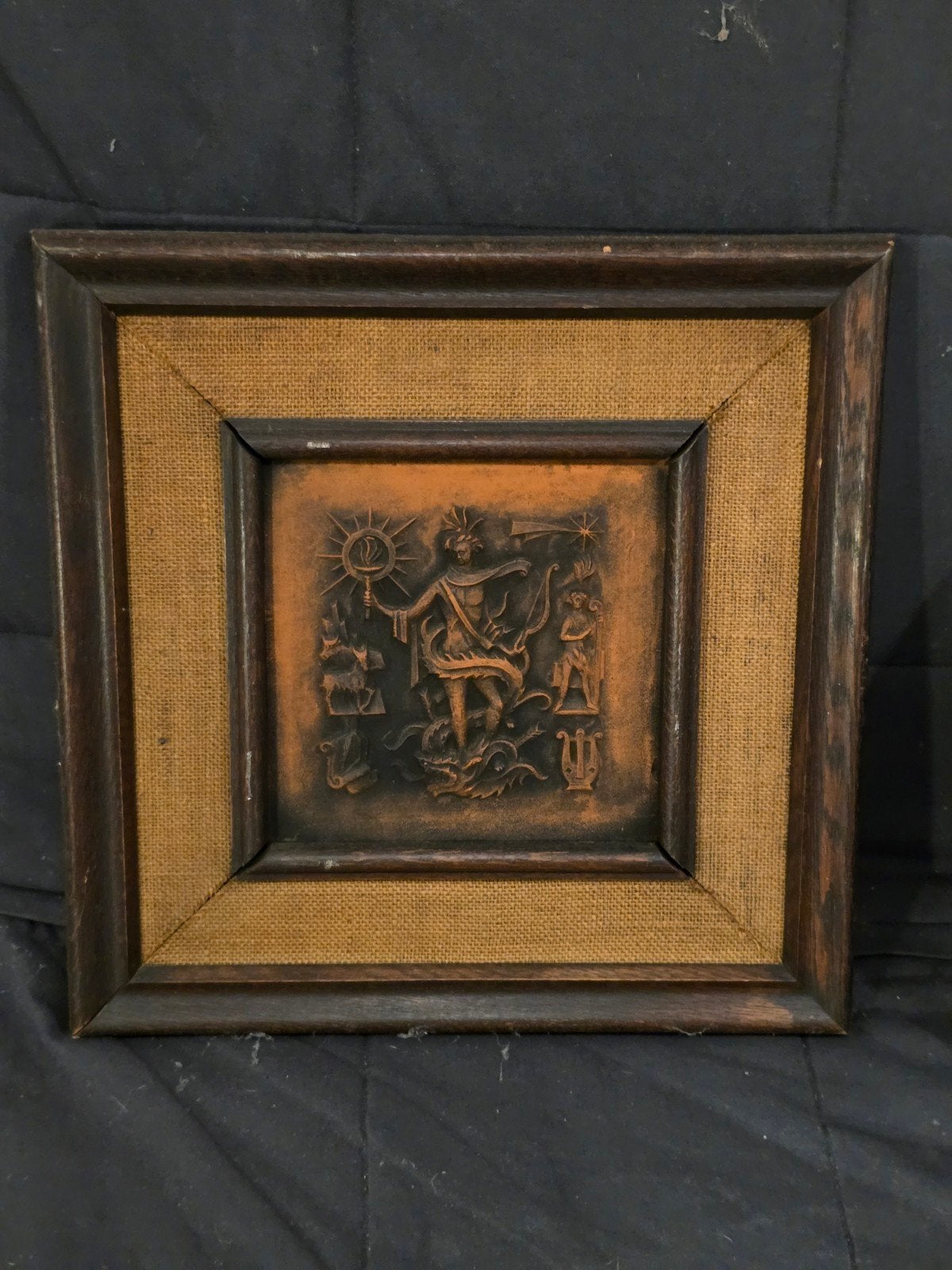 antiek koperreliëf van Apollo, Ophalen of Verzenden