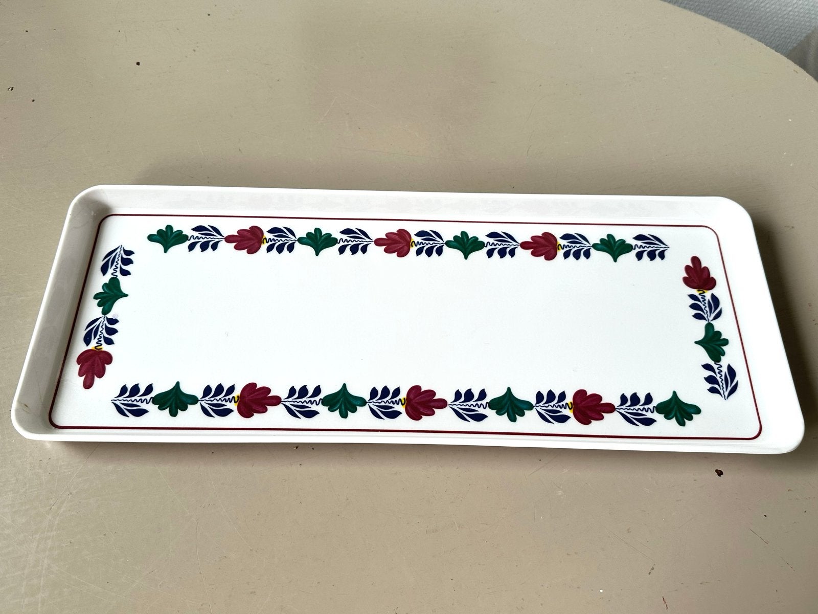 Wit dienblad met bloemmotief - Mebel Made in Italy, Huis en Inrichting, Woonaccessoires | Dienbladen, Kunststof, Gebruikt, Ophalen of Verzenden