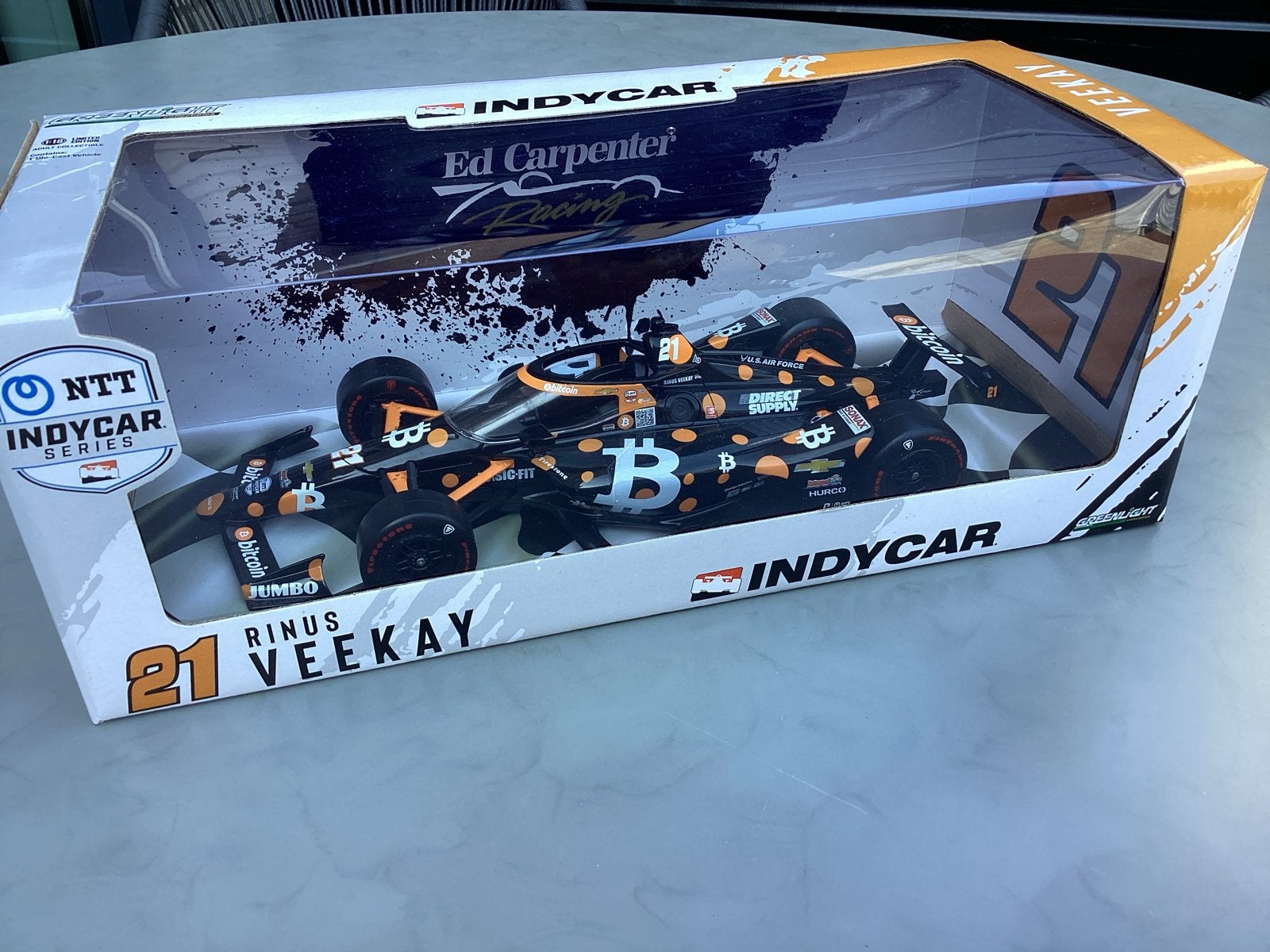 IndyCar Rinus VeeKay #21 Bitcoin Ed Carpenter Racing 1/18, Ophalen of Verzenden, Nieuw, Auto's