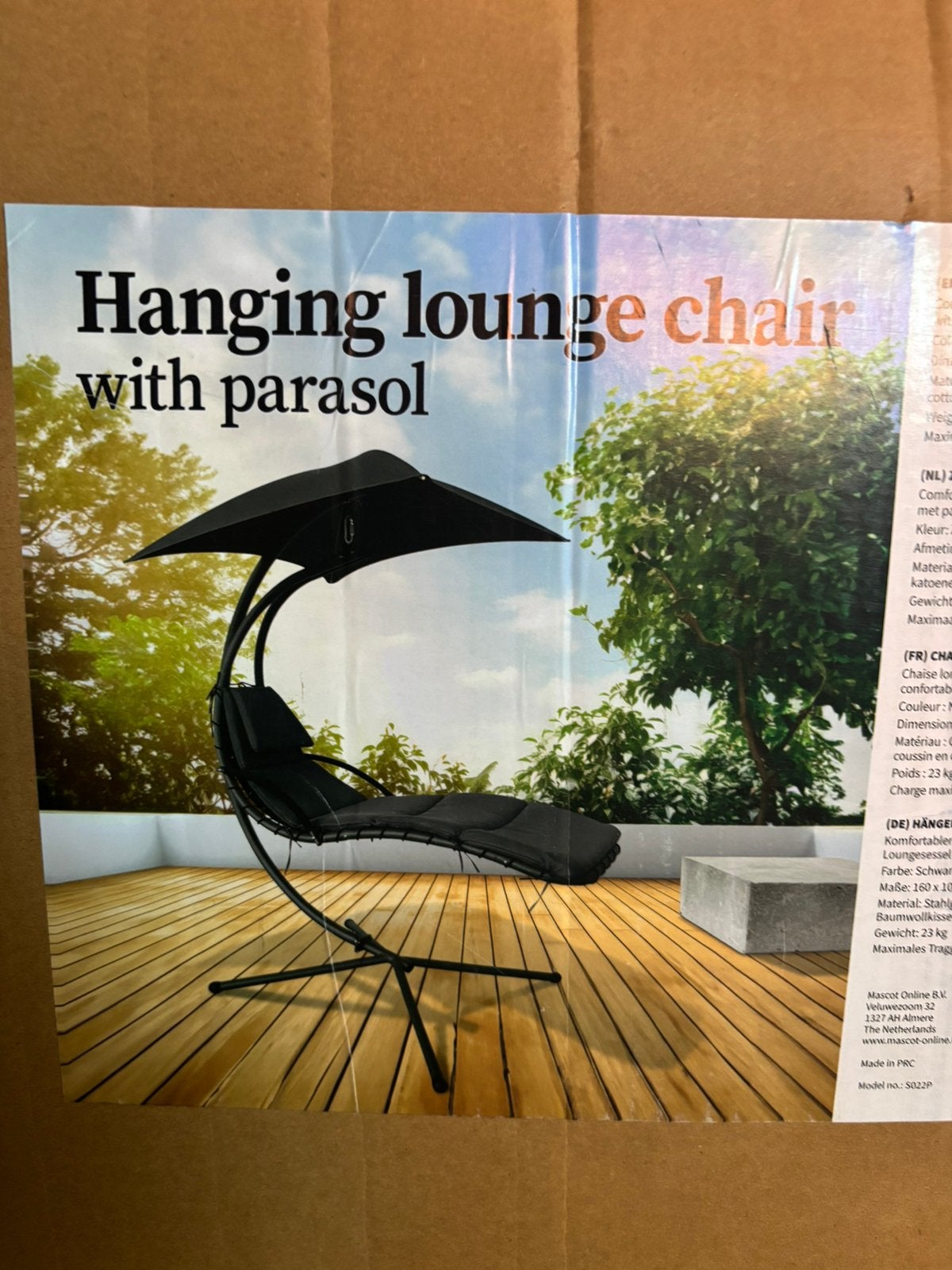 Ligbed met Parasol Nieuw in Doos, Tuin en Terras, Ligbedden, Ophalen of Verzenden, Zo goed als nieuw, Aluminium