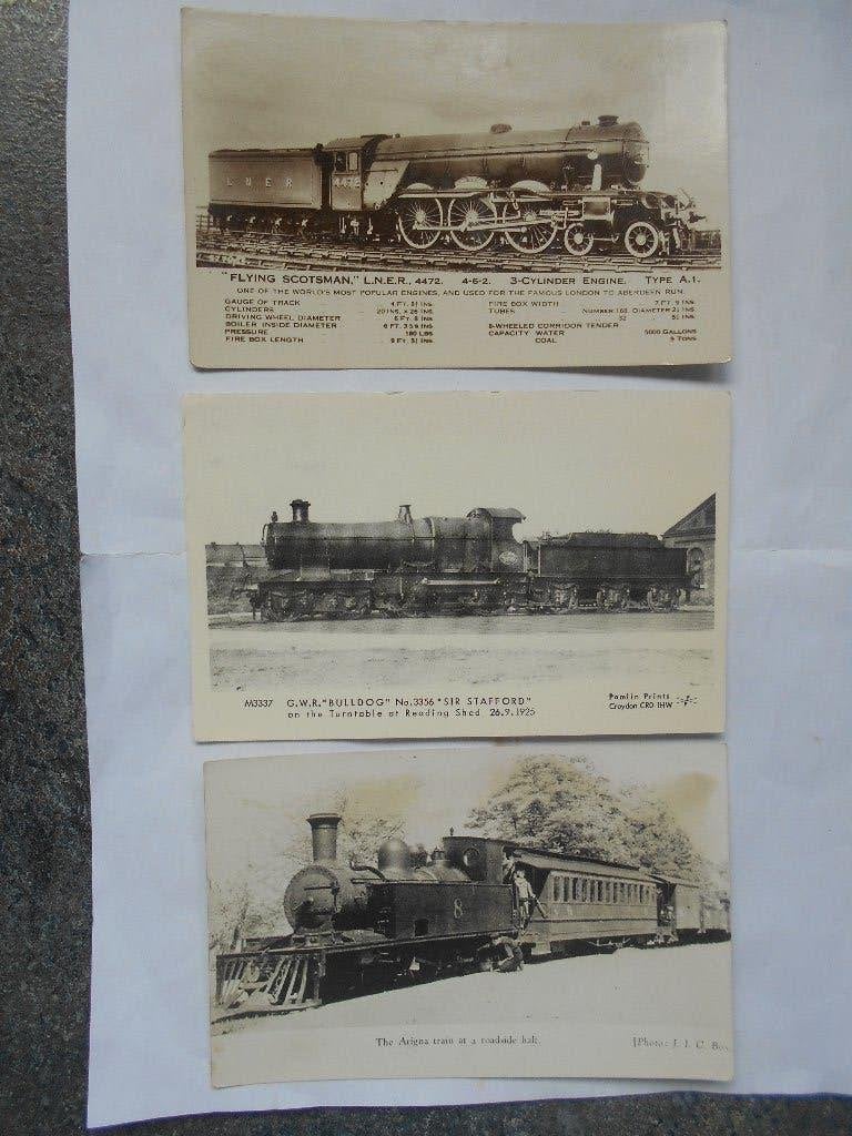 Treinkaarten: Flying Scotsman, Bulldog, Arigna trein Super, Ophalen of Verzenden, Gebruikt, Trein, Kaart of Prent